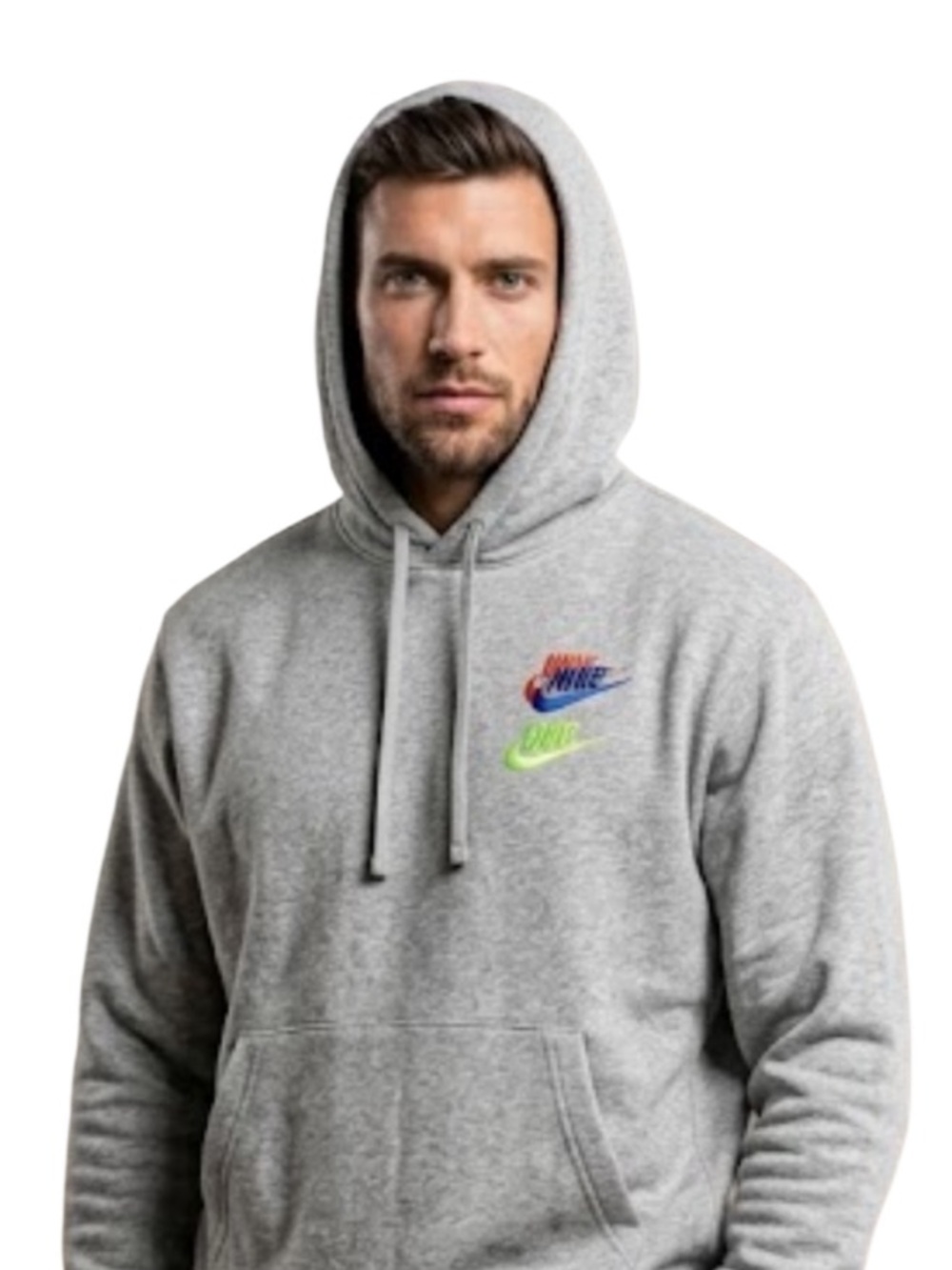 Nike Men’s Hooded Sweatshirt Cotton Blend Grey Large